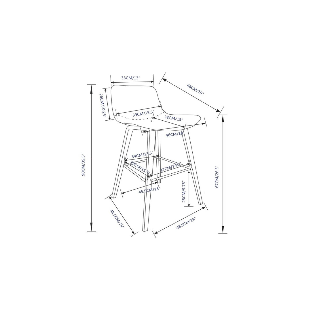 Addy Counter Stool Set of 2 26 Inch Mid Century Modern Upholstered Bentwood Legs Image 11