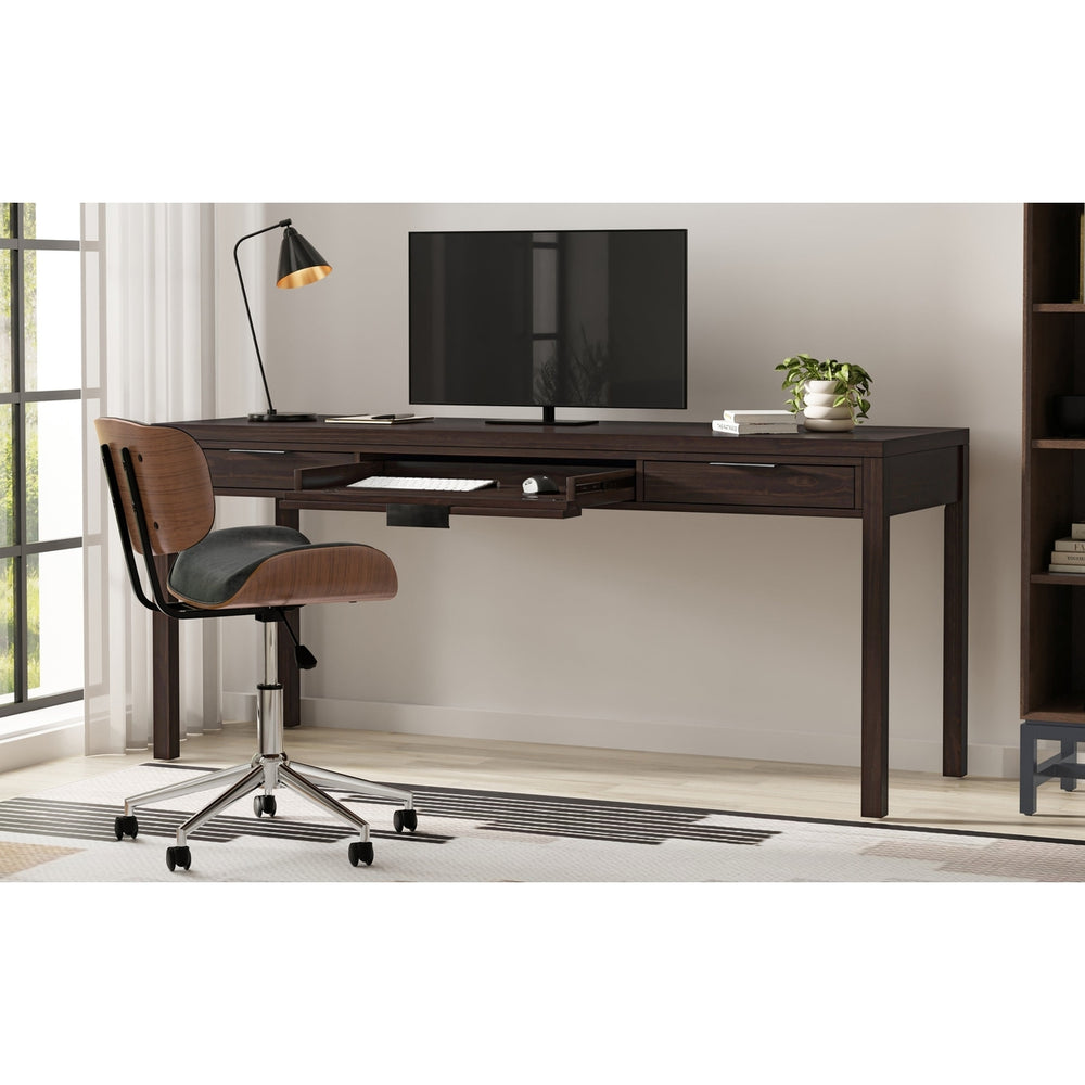 Hollander Wide Desk 72 inches Solid Wood Modern Workspace with Storage Drawers Image 2