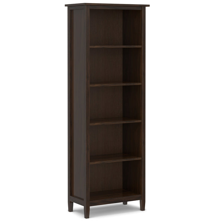 Warm Shaker 5 Shelf Bookcase Solid Wood Adjustable Shelves Light Golden Brown Image 2