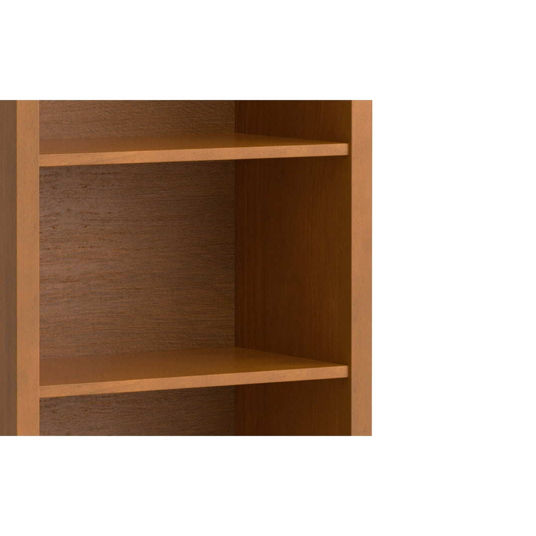 Warm Shaker 5 Shelf Bookcase Solid Wood Adjustable Shelves Light Golden Brown Image 6