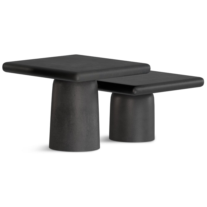 Zachary Coffee Table Set 2 Piece Nesting Graphite Black Nickel Metal Tables Image 1