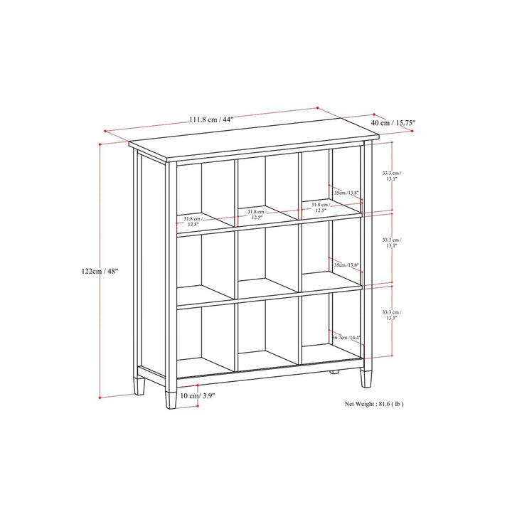 Warm Shaker 9 Cube Storage Unit Solid Wood Light Golden Brown 15.8"d x 44"w x 48"h Image 11