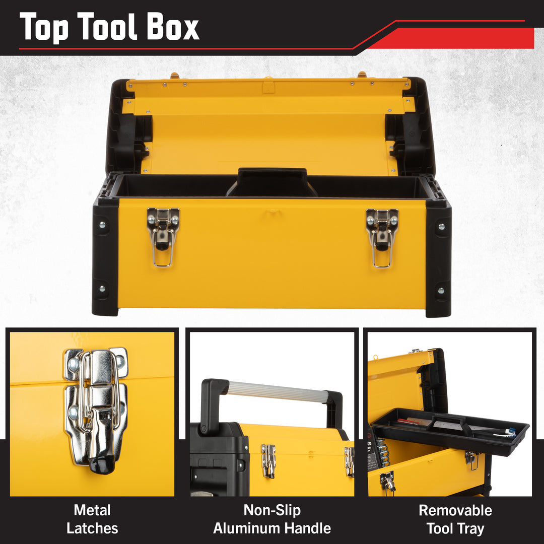 Rolling Tool Box with Wheels - Stackable Tool Box Organizer - Portable Metal Toolbox Tool Chest with Drawers for Garage Image 4