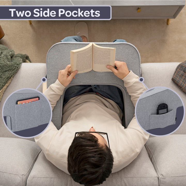 Reading Pillow for Gaming - Lap Desk Pillow with Arm Rests, Storage Pockets, and Removable Washable Cover Image 3