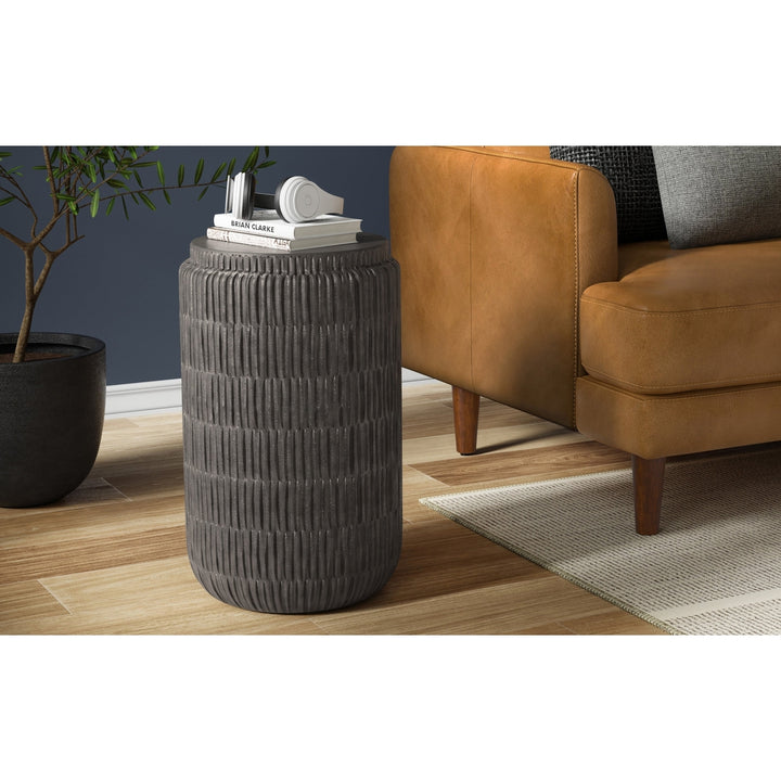 Juno Side Table Graphite Metal Handcrafted Cylindrical Design Living Room Furniture Image 2