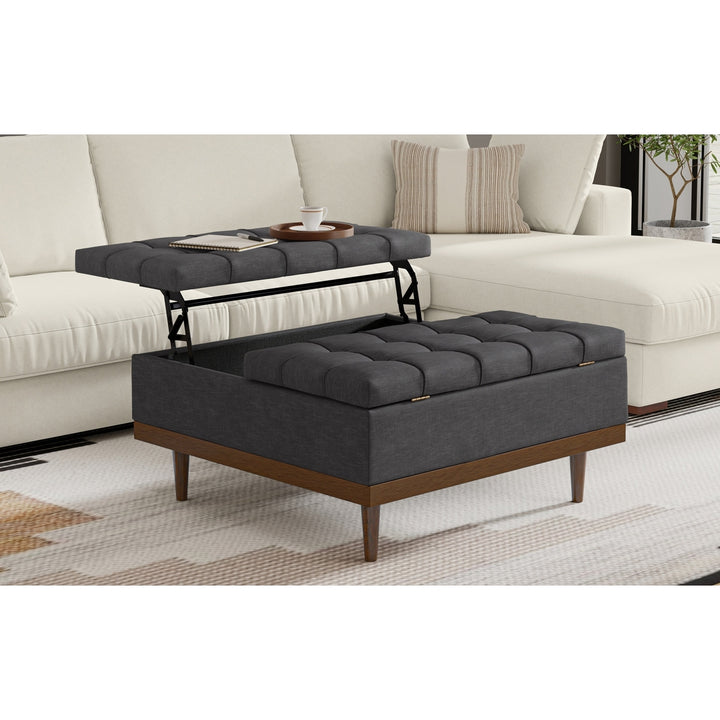 Mariah Lift Top Table Storage Ottoman in Linen Image 2