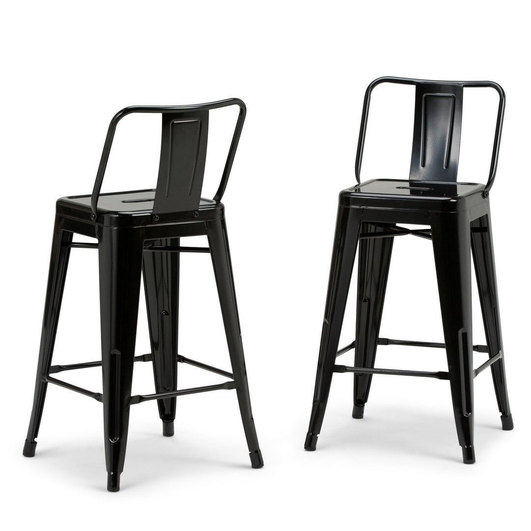 Rayne 24 Inch Metal Counter Height Stool Set of 2 Industrial Design Black Image 2