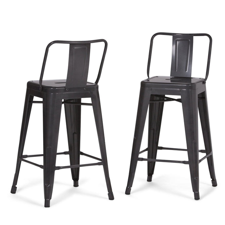 Rayne 24 Inch Metal Counter Height Stool Set of 2 Industrial Design Black Image 3