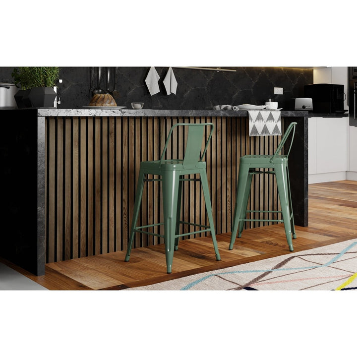 Rayne 24 Inch Metal Counter Height Stool Set of 2 Industrial Design Black Image 9