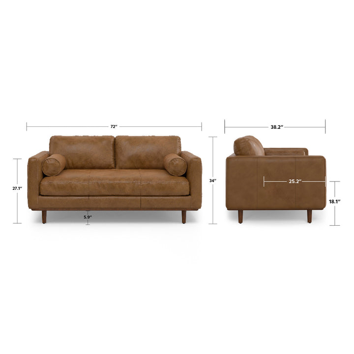 Morrison 72 Inch Genuine Leather Sofa and Ottoman Set Living Room Furniture Image 8