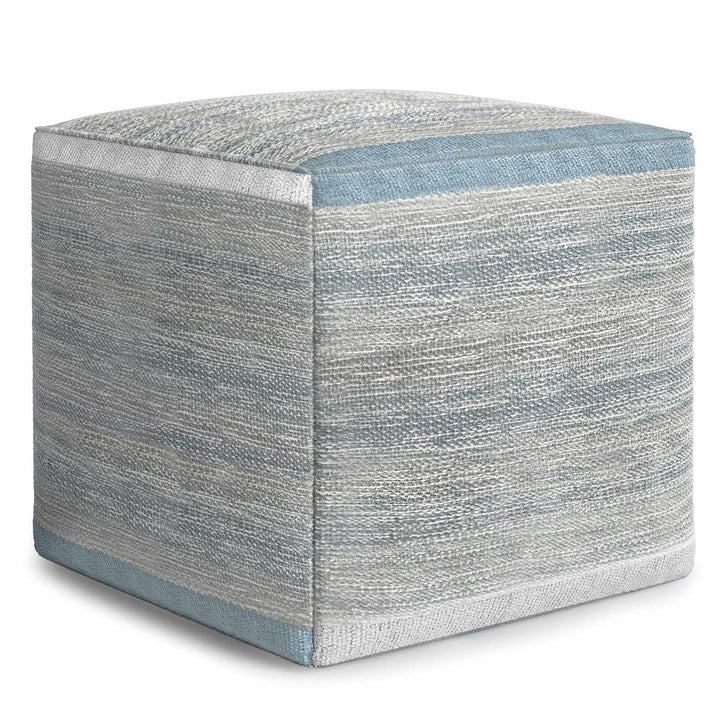 Naya Cube Pouf Handwoven Cotton Upholstered 16x16 inch Multi-functional Ottoman Image 2