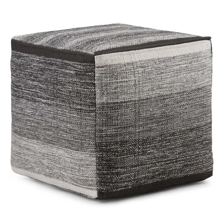 Naya Cube Pouf Handwoven Cotton Upholstered 16x16 inch Multi-functional Ottoman Image 3