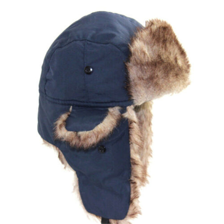 Mens Winter Trapper Aviator Trooper Earflap Warm Russian Waterproof Ski Hat Bomber Cap Russian Warm Ear Protectors Hats Image 5