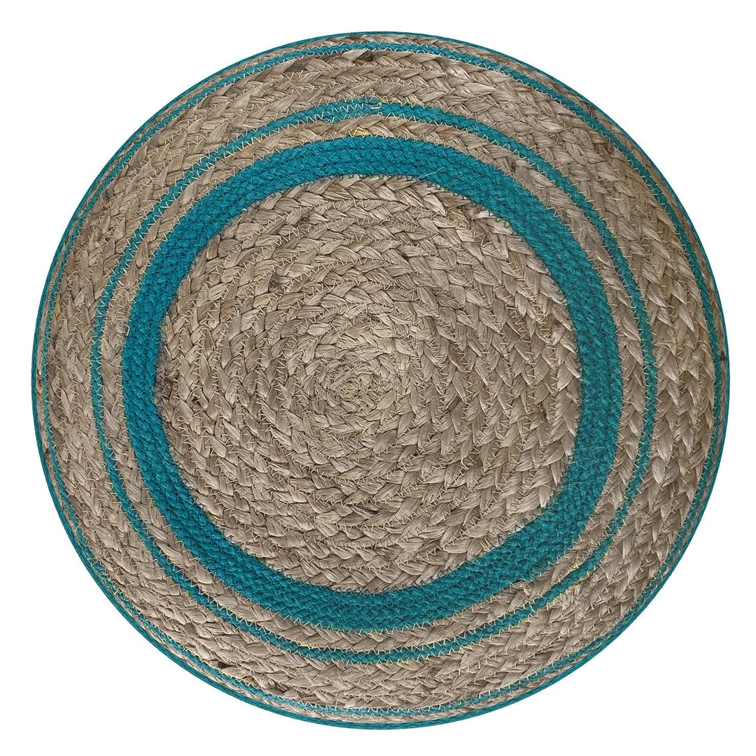 Serena Round Braided Pouf Jute Cotton 18-inch Indoor Accent Footstool Image 4