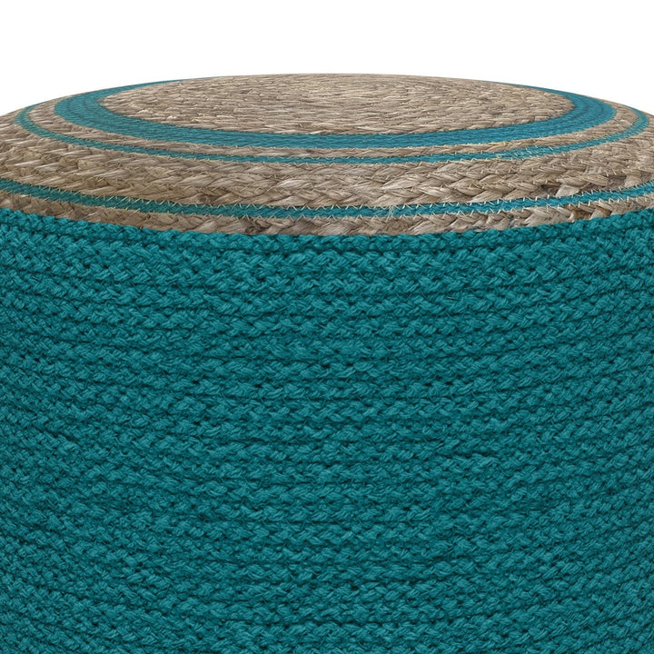 Serena Round Braided Pouf Jute Cotton 18-inch Indoor Accent Footstool Image 5