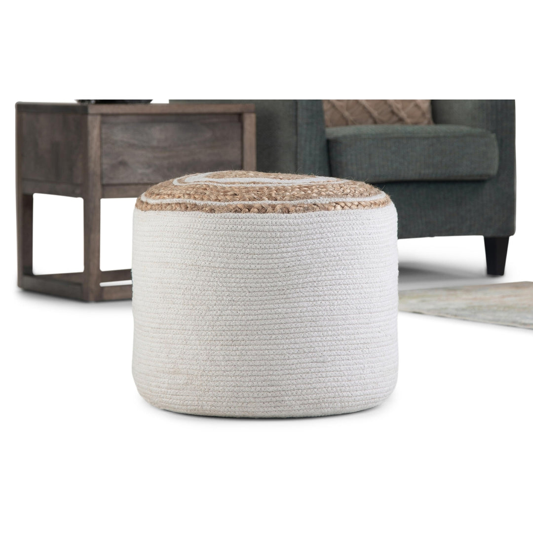 Serena Round Braided Pouf Jute Cotton 18-inch Indoor Accent Footstool Image 10