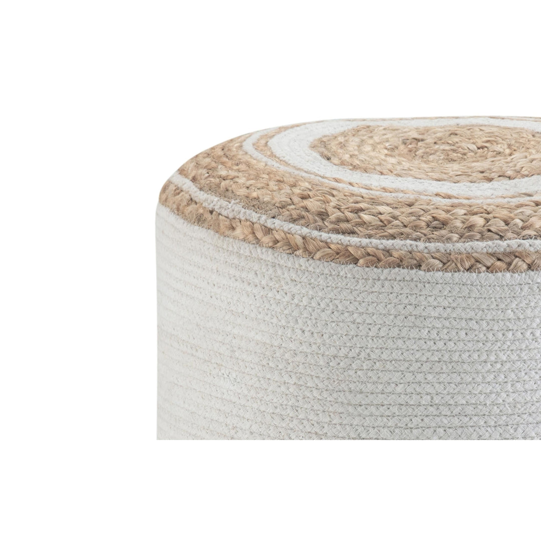 Serena Round Braided Pouf Jute Cotton 18-inch Indoor Accent Footstool Image 12