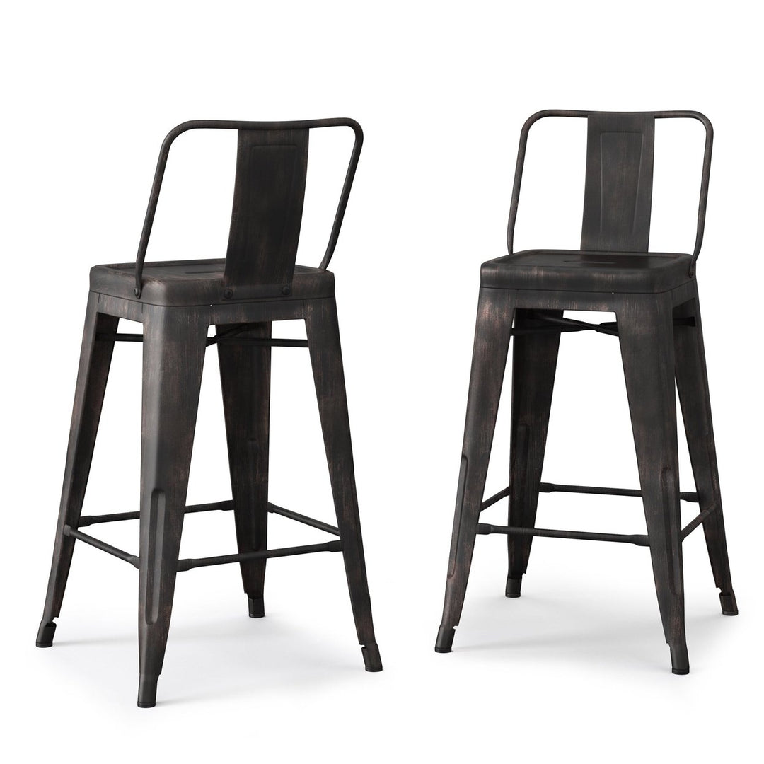 Rayne 24 Inch Metal Counter Height Stool Set of 2 Industrial Design Black Image 6