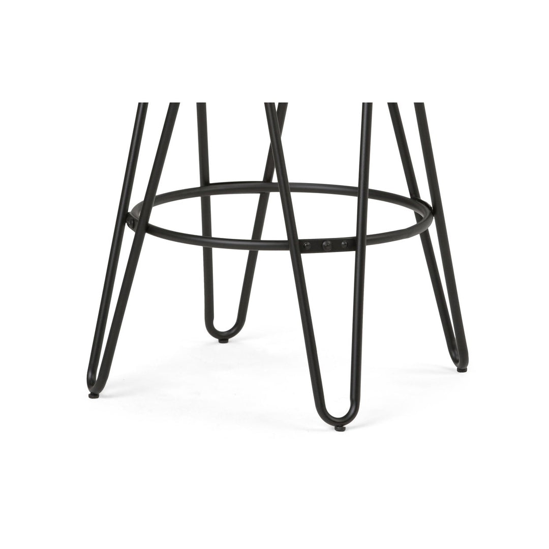 Simeon Counter Stool Industrial Style Solid Wood Seat Black Hairpin Legs 24" H Image 8