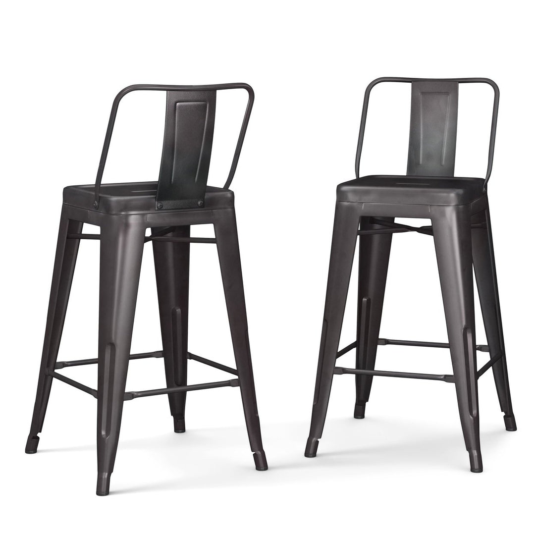 Rayne 24 Inch Metal Counter Height Stool Set of 2 Industrial Design Black Image 7