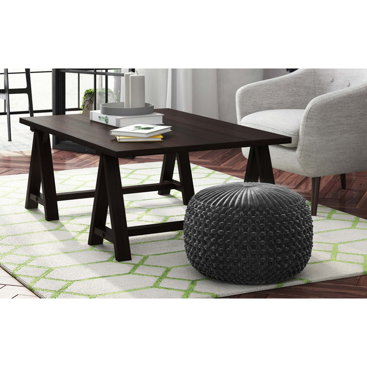 Renee Round Pouf Velvet Ottoman 20in Tufted Accent Seat Living Room Bedroom Image 10