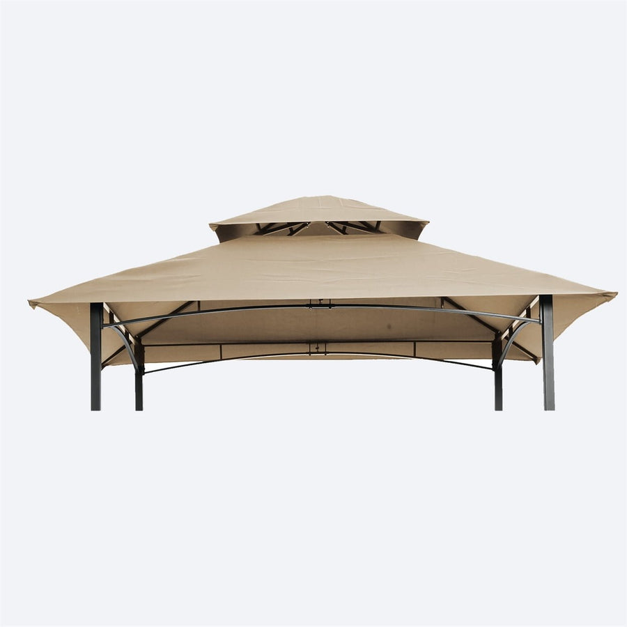 Hommoo 8x5Ft Double Tier Replacement Canopy Top, Grill BBQ Gazebo Cover, Beige Image 1