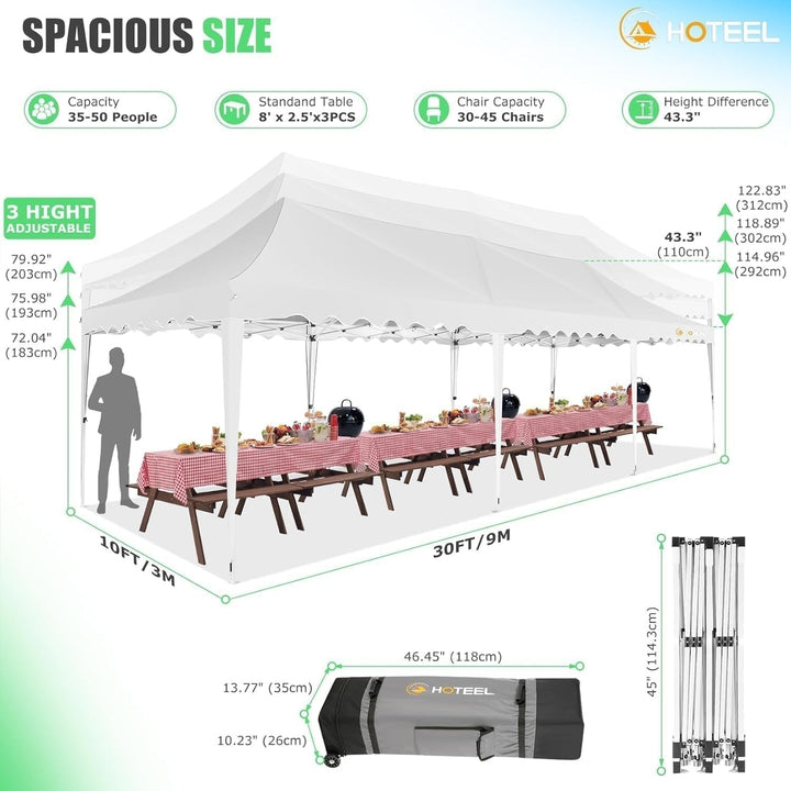 Hommoo 10x30Ft Party Tent with 5 Sidewalls, Outdoor Canopy Tent Wedding Gazebo Image 6