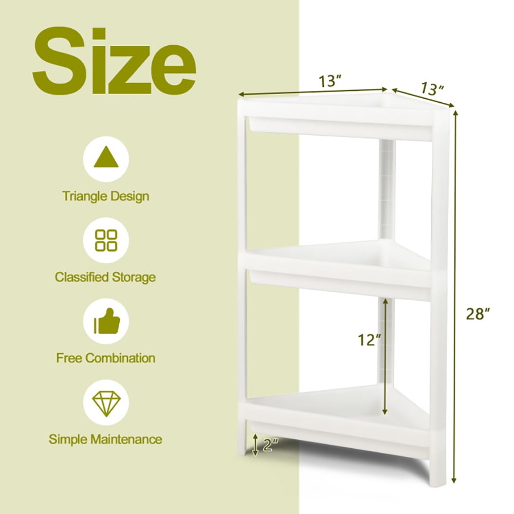 Hommoo 2 Pack 3-Tier Detachable Floor Corner Shower Shelf with Drainage Holes-White Image 2