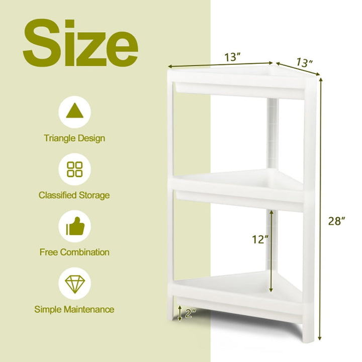 Hommoo 2 Pack 3-Tier Detachable Floor Corner Shower Shelf with Drainage Holes-White Image 2