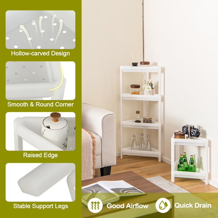 Hommoo 2 Pack 3-Tier Detachable Floor Corner Shower Shelf with Drainage Holes-White Image 6