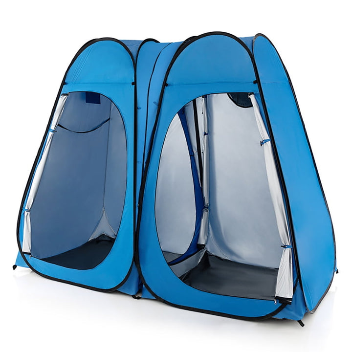 Hommoo Oversized Pop Up Shower Tent with Window Floor and Storage Pocket-Blue, Beach Shade Tent, Easy Pop Up Beach Shade Image 1