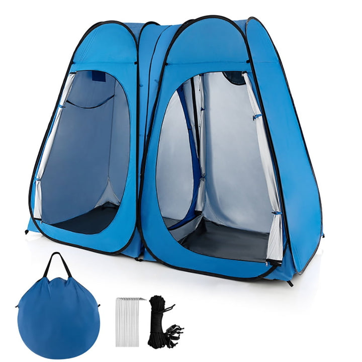 Hommoo Oversized Pop Up Shower Tent with Window Floor and Storage Pocket-Blue, Beach Shade Tent, Easy Pop Up Beach Shade Image 3