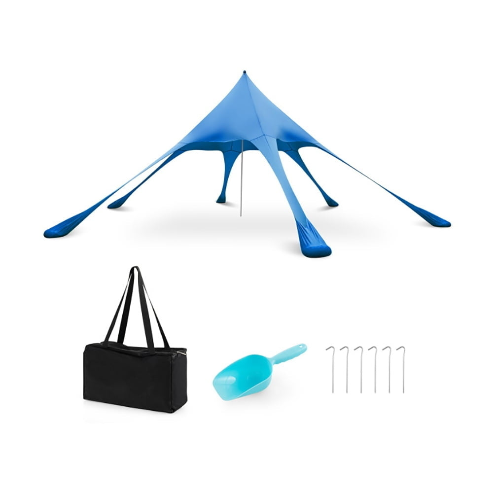 Hommoo 20 x 20 Feet Beach Canopy Tent with UPF50+ Sun Protection and Shovel-Blue, for Camping Trips, Fishing, Backyard Image 1