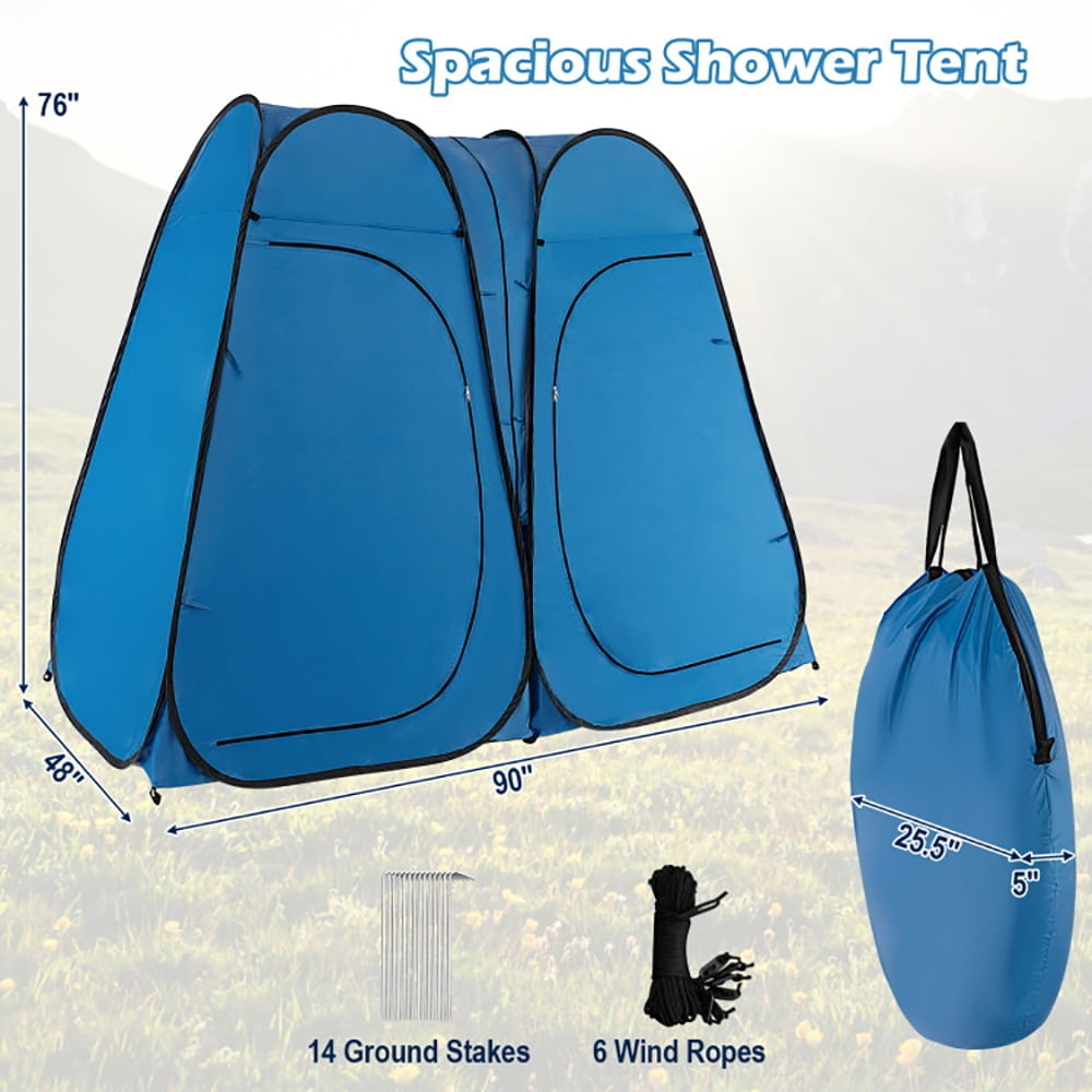 Hommoo Oversized Pop Up Shower Tent with Window Floor and Storage Pocket-Blue, Beach Shade Tent, Easy Pop Up Beach Shade Image 4