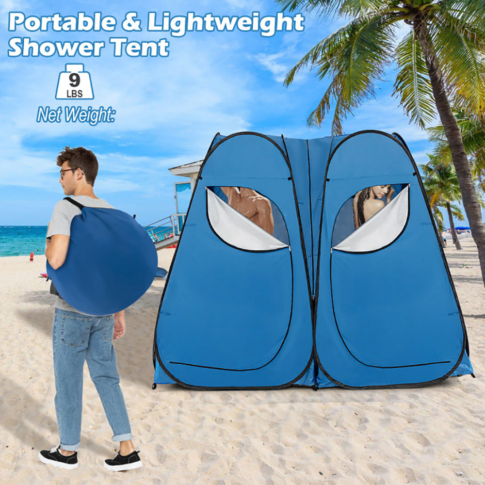 Hommoo Oversized Pop Up Shower Tent with Window Floor and Storage Pocket-Blue, Beach Shade Tent, Easy Pop Up Beach Shade Image 6