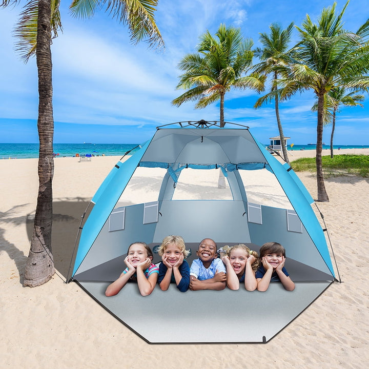 Beach Canopy Shade Tent with UPF 50+UV Protection for 3-4 Person Image 1