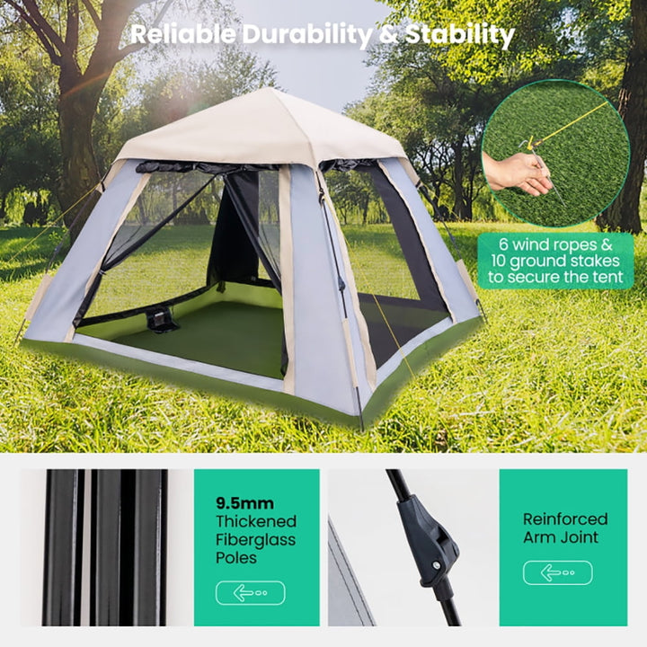 Hommoo 2-4 Person Instant Pop-up Camping Tent with Removable Rainfly, Beach Shade Tent, Easy Pop Up Beach Shade Beach Image 5