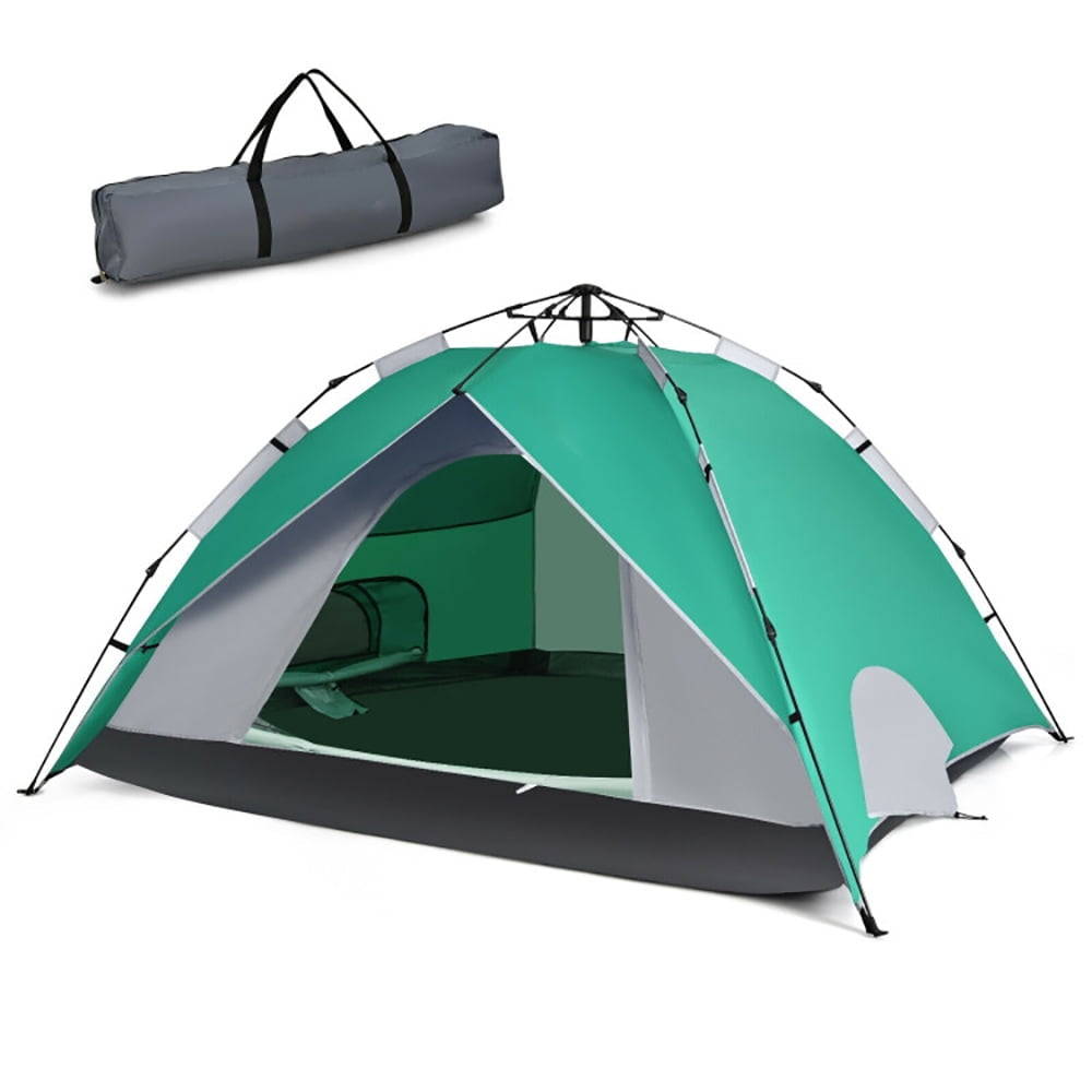 Hommoo 2-in-1 4 Person Instant Pop-up Waterproof Camping Tent-Green, Beach Shade Tent, Easy Pop Up Beach Shade Beach Image 1