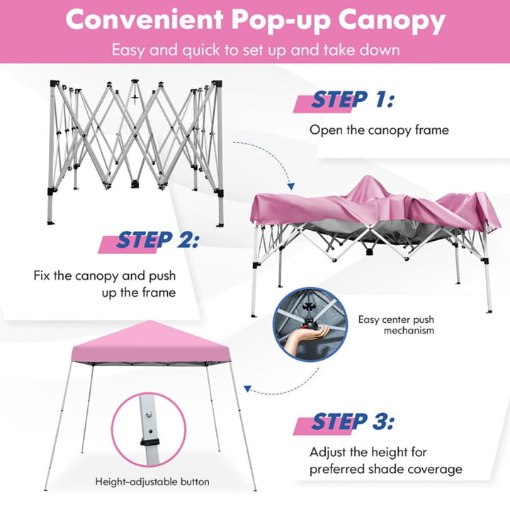 Hommoo 10 x 10 Feet Outdoor Instant Pop-up Canopy with Carrying Bag-Pink,for Outside Party Waterproof Tent Image 5