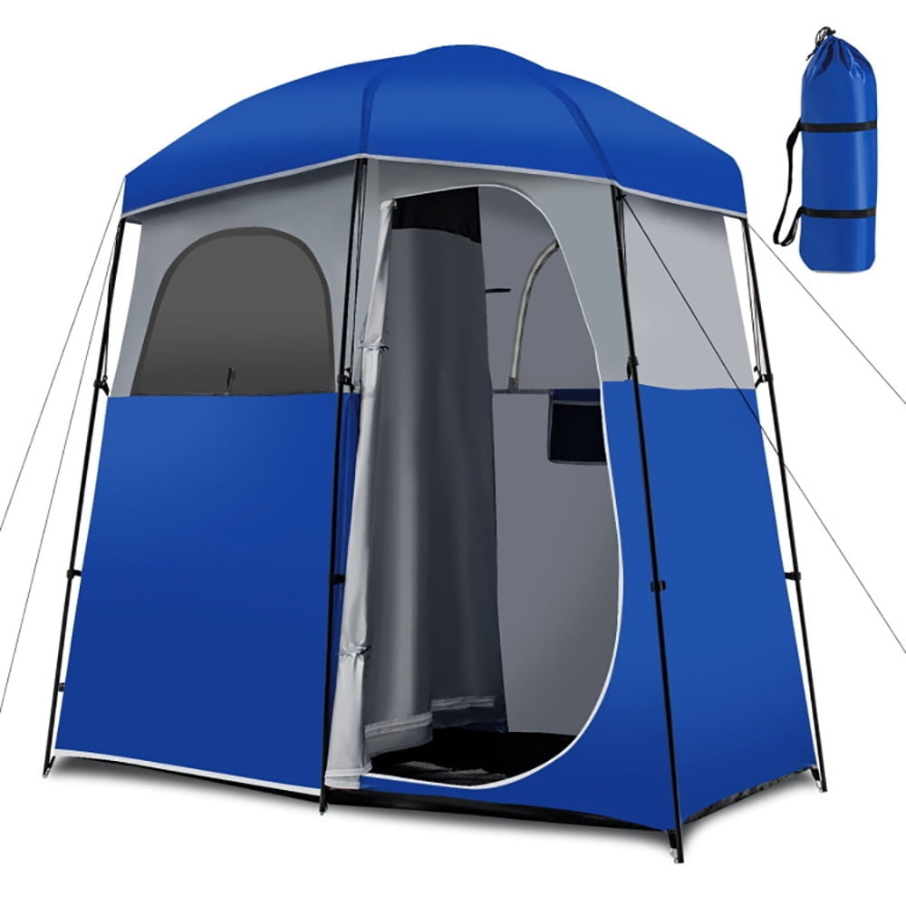 Hommoo Double-Room Camping Toilet Tent with Floor and Portable Storage Bag-Blue, Beach Shade Tent, Easy Pop Up Beach Image 6