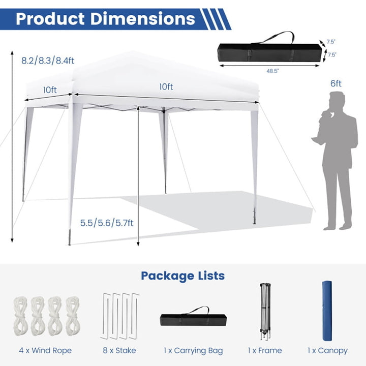 Hommoo 10 x 10 Feet Outdoor Pop-up Patio Canopy for Beach and Camp-White,for Outside Party Waterproof Tent Image 2