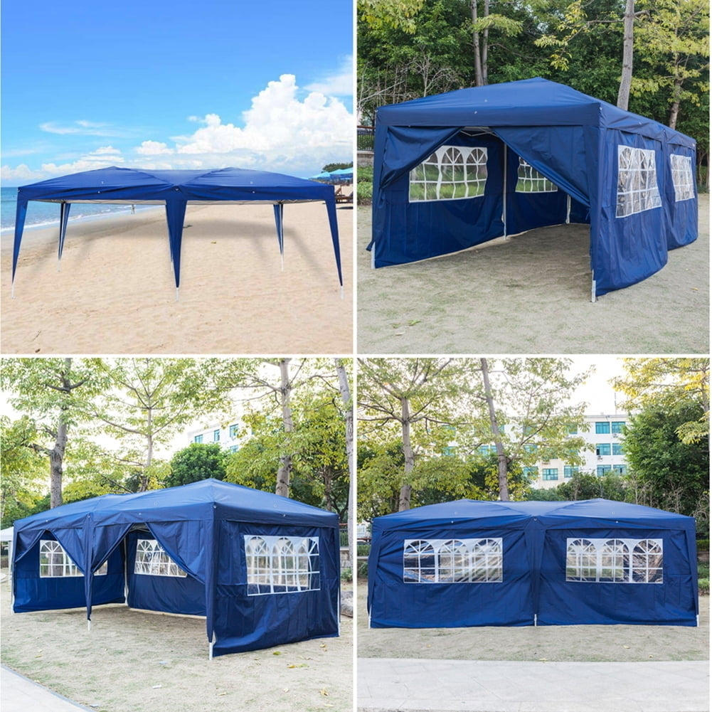 Hommoo 10x20 Outdoor Tent Canopy, Four Windows Practical Waterproof Folding Tent, Blue Image 5