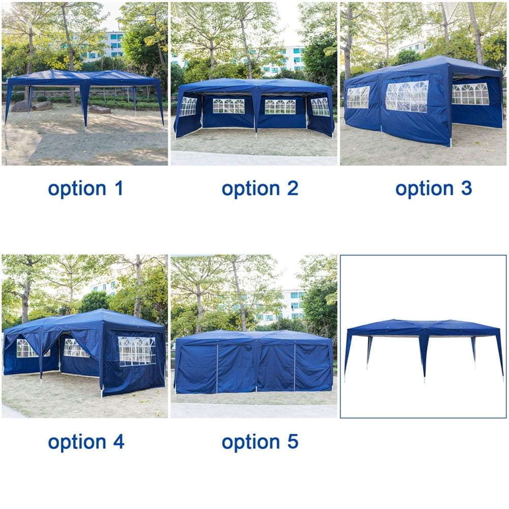 Hommoo 10x20 Outdoor Tent Canopy, Four Windows Practical Waterproof Folding Tent, Blue Image 6