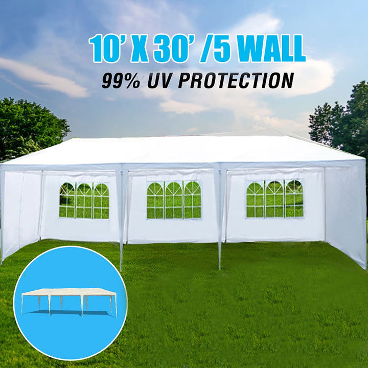 Hommoo 10x30 Wedding Party Canopy Tent Outdoor Gazebo with 5 Removable Sidewalls Image 5