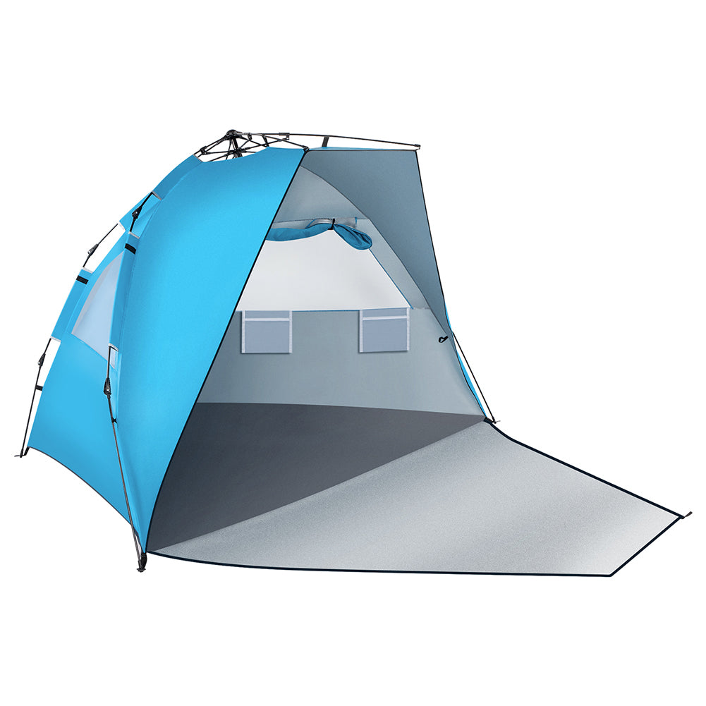 Hommoo Outdoor Umbrella, Cantilever Umbrellas, Fiberglass Pole Oxford Cloth Quick-Open Free Ride Beach Tent Blue Image 3