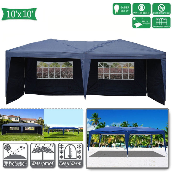 Hommoo 10 x 20 Canopy Tents for Outside Canopy Tents with Screen, Blue 4 Sides Folding Pop Up Canopy Tent for Outdoor Image 1