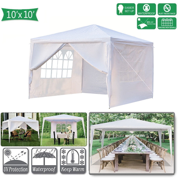 Hommoo 10 X 10 Canopy Party Event Tent, White Canopy Wedding Party Tent for Outdoor Camping Commercial Gazebo Pavilion Image 1