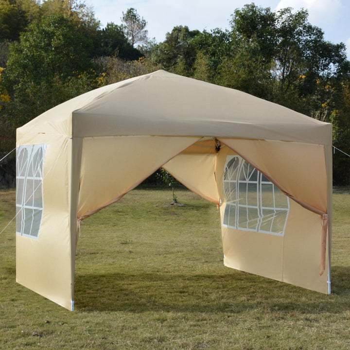 Hommoo 10 x 10 Canopy Tents for Outside, Easy Pop Up Canopy Tent, Tents and Canopies with Carry Bag, Khaki Image 1