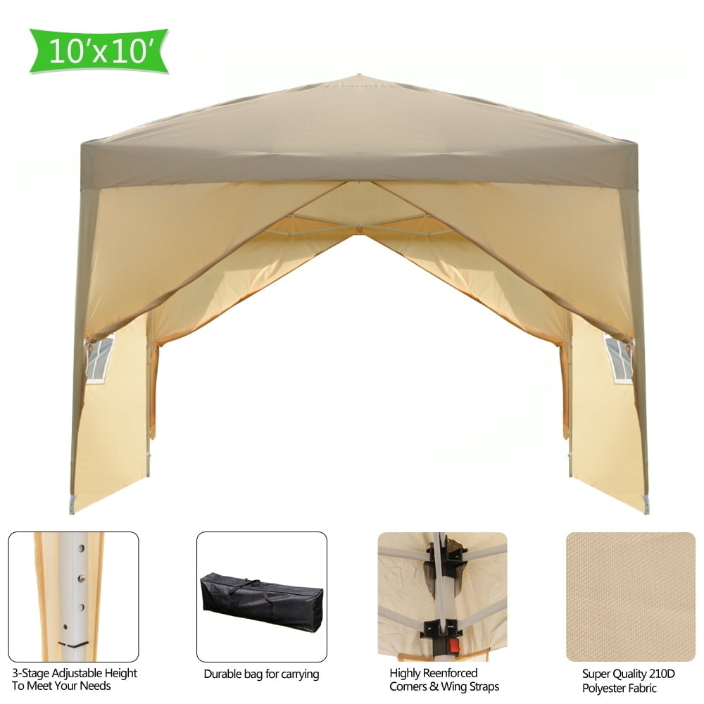 Hommoo 10 x 10 Canopy Tents for Outside, Easy Pop Up Canopy Tent, Tents and Canopies with Carry Bag, Khaki Image 2