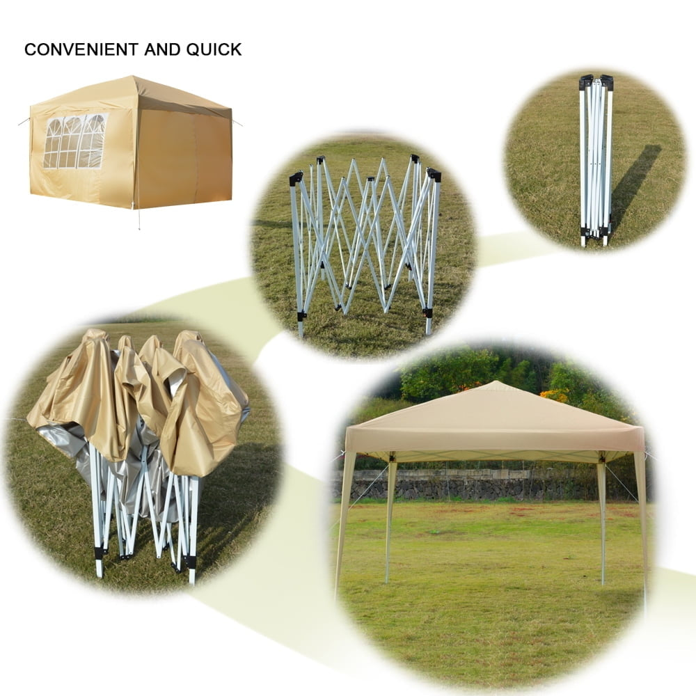 Hommoo 10 x 10 Canopy Tents for Outside, Easy Pop Up Canopy Tent, Tents and Canopies with Carry Bag, Khaki Image 3